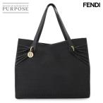 美品 フェンディ FENDI ズッキーノ トート バッグ キャンバス レザー ブラック 8BH153 ゴールド 金具 Zucchino Tote Bag 90272011