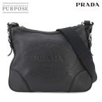 美品 プラダ PRADA ショルダー バッグ レザー ブラック シルバー 金具 Shoulder Bag 90272642