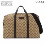 新品同様 グッチ GUCCI 2way ボストン ショルダー バッグ GGキャンバス レザー ベージュ ブラウン 449167 Boston Bag 90273316