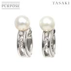 タサキ TASAKI アコヤ真珠 6.3mm ダイヤ 0.02ct/0.02ct イヤリング K18 WG 750 パール Akoya Pearl Earrings Clip on 90273750