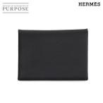 未使用 展示品 エルメス HERMES カルヴィ デュオ カードケース エプソン ブラック B刻印 シルバー 金具 Calvi Duo 90274245
