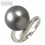 リング 10.5号 黒蝶真珠 14.3mm ダイヤ 0.18ct Pt プラチナ パール 指輪 Black Pearl Ring 90275455