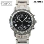 エルメス HERMES クリッパー クロノグラフ CL1 310 ヴィンテージ レディース 腕時計 デイト ブラック クォーツ Clipper 90275862
