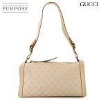 新品同様 グッチ GUCCI GGキャンバス ショルダー バッグ レザー ベージュ 92706 ゴールド 金具 Shoulder Bag 90276022