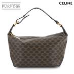 美品 セリーヌ CELINE マカダム柄 ハンド バニティ バッグ PVC レザー ブラック ブラウン ゴールド 金具 ヴィンテージ 90276025