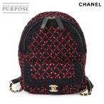 シャネル CHANEL ココマーク バックパック リュックサック ニットツイード レザー ブラック レッド A91925 Backpack 90276840