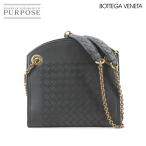 新品同様 ボッテガ ヴェネタ BOTTEGA VENETA イントレチャート チェーン ショルダー バッグ レザー ブラック Chain Shoulder Bag 90276988