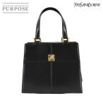 新品同様 イヴサンローラン Yves Saint Laurent ハンド バッグ レザー ブラック ヴィンテージ ゴールド 金具 90277024