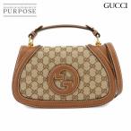 新品同様 グッチ GUCCI インターロッキングG ブロンディ ミディアム 2way ハンド ショルダー バッグ GGキャンバス レザー 90277302