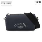 未使用 展示品 クリスチャン ディオール Christian Dior アトリエ ローラー ショルダー バッグ レザー ネイビー 1ATPO061 90277307