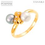 タサキ TASAKI 13号 リング アコヤ真珠 5.6-5.5mm ダイヤ 0.02ct K18 YG イエローゴールド 750 パール 指輪 Akoya pearl Ring 90278068