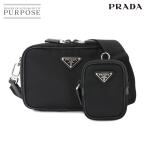 未使用 展示品 プラダ PRADA ブリック ショルダー バッグ ナイロン サフィアーノレザー ネロ 2VH070 ポーチ付き 90278155