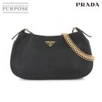 新品同様 プラダ PRADA チェーン ショルダー バッグ ナイロン レザー ブラック BR0105 ゴールド 金具 Shoulder Bag 90278293