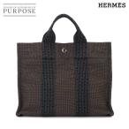 美品 エルメス HERMES エールライン トート PM バッグ キャンバス グレー シルバー 金具 Herline tote PM 90278339