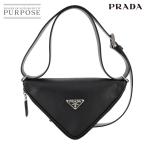 新品同様 プラダ PRADA トライアングル ショルダー バッグ サフィアーノレザー ブラック 2VL039 シルバー 金具 90282141