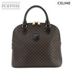 セリーヌ CELINE マカダム ハンド バッグ PVC レザー ブラック ブラウン ゴールド 金具 ヴィンテージ Macadam Hand Bag 90282211