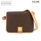 新品同様 セリーヌ CELINE マカダム ショルダー バッグ PVC レザー ブラウン ゴールド 金具 ヴィンテージ Macadam Shoulder Bag 90282921