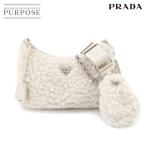 新品同様 プラダ PRADA Re-Edition 2005 ショルダー バッグ ウール シルク カシミヤ ホワイト 1BH204 Shoulder Bag 90283035