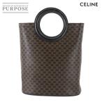 セリーヌ CELINE マカダム ハンド バッグ PVC レザー ブラック ブラウン ゴールド 金具 ヴィンテージ Macadam Hand Bag 90284064