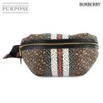 未使用 展示品 バーバリー BURBERRY TBモノグラム ストライプ ボディ バッグ PVC レザー ブラウン ブラック 8017212 90284981