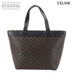新品同様 セリーヌ CELINE マカダム ハンド バッグ PVC レザー ブラック ブラウン ゴールド 金具 ヴィンテージ Macadam Hand Bag 90285078