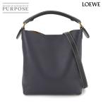 新品同様 ロエベ LOEWE Tバケット スモール 2way ハンド ショルダー バッグ レザー ネイビー 35212KBR83 ゴールド 金具 T-Bucket 90285086