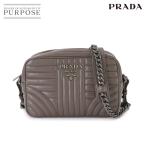美品 プラダ PRADA ダイアグラム チェーン ショルダー バッグ レザー グレー 1BH083 シルバー 金具 Diagramme Shoulder Bag 90285101