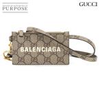 未使用 展示品 グッチ GUCCI バレンシアガ ハッカー ストラップ付 カードケース GGスプリーム ベージュ ブラウン 681706 90285170