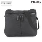 美品 プラダ PRADA ショルダー バッグ ナイロン サフィアーノレザー ブラック シルバー 金具 Shoulder Bag 90285236