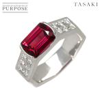 タサキ TASAKI 11号 リング ガーネット ダイヤ 0.18ct K18 WG ホワイトゴールド 750 田崎真珠 指輪 Garnet Ring 90285594
