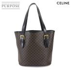 新品同様 セリーヌ CELINE マカダム トート バッグ PVC レザー ブラック ブラウン ゴールド 金具 ヴィンテージ Macadam Tote Bag 90287709