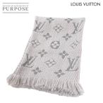 ルイ ヴィトン LOUIS VUITTON マフラー ロゴマニア ウール シルク グリペルル グレー M74742 Logomania Scarf 90288094