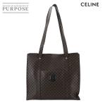 新品同様 セリーヌ CELINE マカダム トート バッグ PVC レザー ブラック ブラウン ゴールド 金具 ヴィンテージ Macadam Tote Bag 90289198