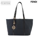 新品同様 フェンディ FENDI ズッキーノ トート バッグ キャンバス レザー ブラック 8BH215 ゴールド 金具 Tote Bag 90289235