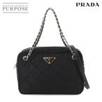 新品同様 プラダ PRADA 2way チェーン ハンド ショルダー バッグ ナイロン サフィアーノレザー ブラック 1BH910 キルティング 90289517