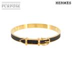 エルメス HERMES ベルトモチーフ バングル ブレスレット レザー ダークブラウン ゴールド アクセサリー Bangle 90290093