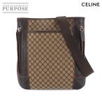 セリーヌ CELINE マカダム ショルダー バッグ キャンバス レザー ベージュ ブラウン シルバー 金具 ヴィンテージ 90290111