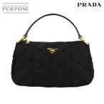 プラダ PRADA ハンド バッグ ナイロン レザー ネロ ブラック BR3774 ゴールド 金具 キルティング Hand Bag 90290126