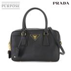 新品同様 プラダ PRADA 2way ハンド ショルダー バッグ サフィアーノレザー ブラック 1BB113 ゴールド 金具 Hand Shoulder Bag 90290243