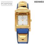 エルメス HERMES メドール ヴィンテージ レディース 腕時計 ピラミッド ゴールド スタッズ ホワイト レザー クォーツ Medor 90290754