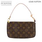 新品同様 ルイ ヴィトン LOUIS VUITTON モノグラム ポシェット アクセソワール ハンド バッグ ブラウン M51980 ゴールド 金具 90290836