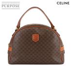 セリーヌ CELINE マカダム ハンド バッグ PVC レザー ブラウン ゴールド 金具 ヴィンテージ ハーフムーン Macadam Bag 90290917