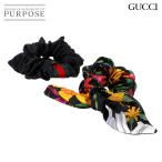 未使用 展示品 グッチ GUCCI フローラ プリント シュシュ セット シルク GGシルク ブラック マルチカラー 765564 90293349