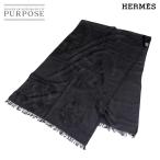 新品同様 エルメス HERMES ニューリブリス 大判 ストール カシミヤ 綿 ブラック エクスリブリス 蔵書印 New Libris Scarf 90293353