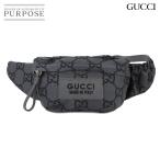 未使用 展示品 グッチ GUCCI ベルト バッグ ボディ ウエスト ポーチ GGポリエステル レザー グレー 767934 シルバー 金具 90294494