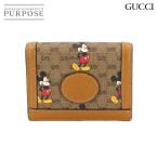 グッチ GUCCI ディズニー ミッキー マイクロGGスプリーム コンパクト ウォレット 二つ折り 財布 レザー ブラウン 602534  Wallet 90295342