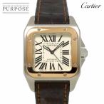 カルティエ Cartier サントス100 コンビ W20107X7 ボーイズ 腕時計 K18PG シルバー ピンクゴールド オートマ 自動巻き Santos 90295528