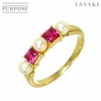 タサキ TASAKI 11.5号 リング アコヤ真珠 3.5mm ルビー K18 YG 750 パール 指輪 田崎真珠 Akoya Pearl Ring 90295598