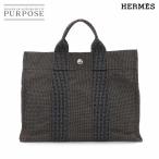 エルメス HERMES エールライン トート PM バッグ キャンバス グレー シルバー 金具 Herline tote PM 90296023