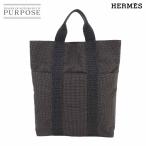 ショッピングトートバック 新品同様 エルメス HERMES エールライン カバス トート バック キャンバス グレー Herline Cabas 90296880